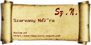 Szarvasy Nóra névjegykártya